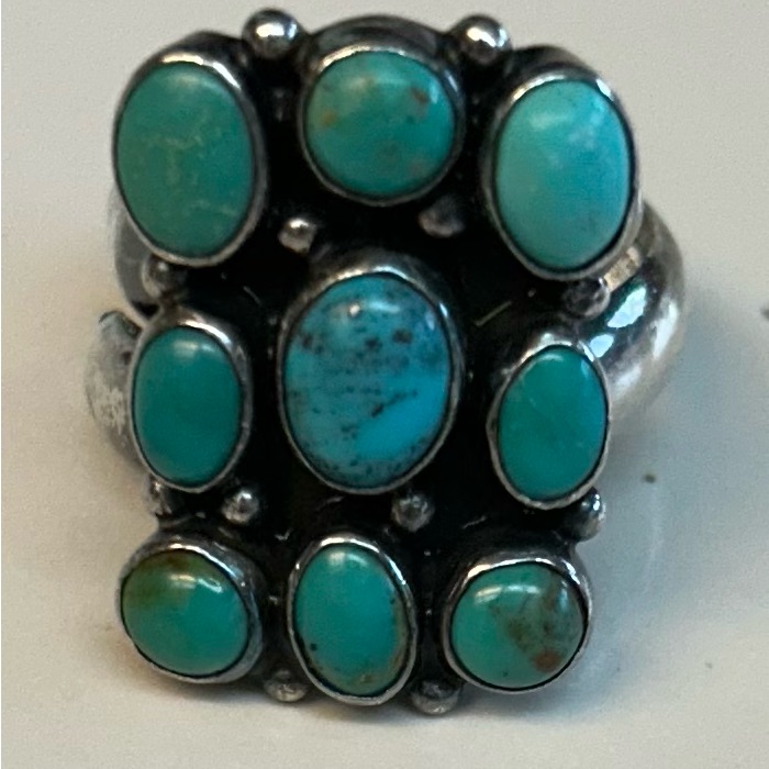 Kingman Turquoise & Sterling Ring Sought After Navajo Artisan Philbert Secatero